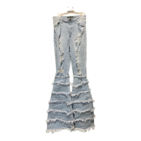 JC JQ hi rise distressed festival fringe denim pants - Picture 3 of 7